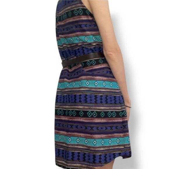 NEW Aqua Southwestern Striped Sleeveless Button Down Belted Shirt Dress Size Med - Picture 11 of 12